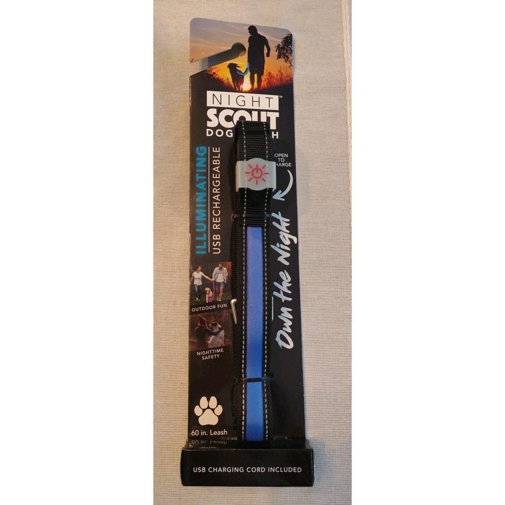 Night Scout Dog Leash Laminating USB Chargerable 60" Cord‎ Included NEW